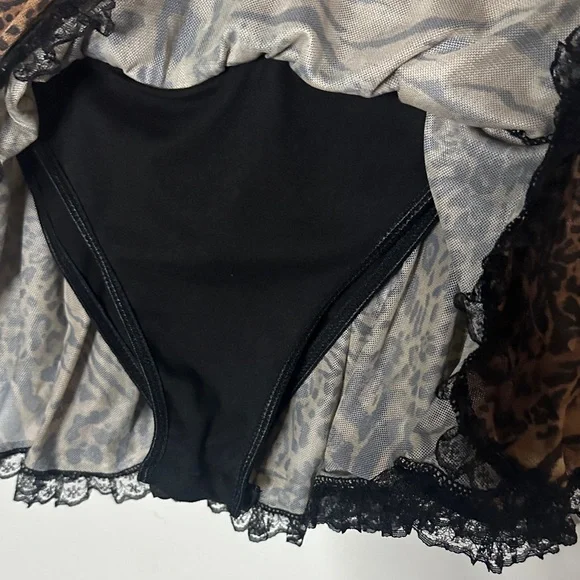 SHEIN Black and Brown Leopard Lace Mini Dress - Picture 4 of 4